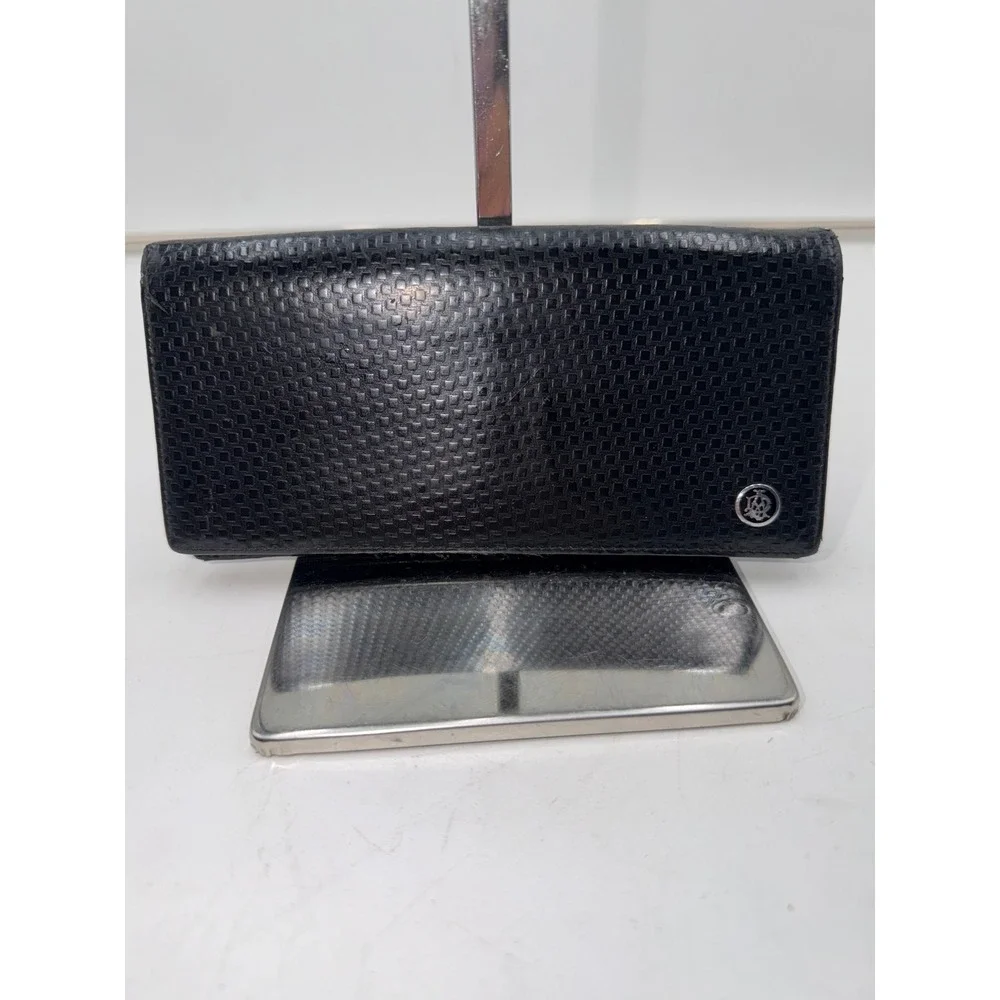 Dunhill Black Leather Long Bifold Wallet Made in Italy 0910 AB